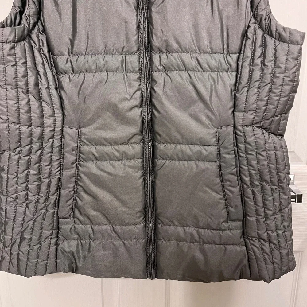 New York & Company Womens Puffer Vest Gray Quilted Zip Up Sleeveless Jacket L